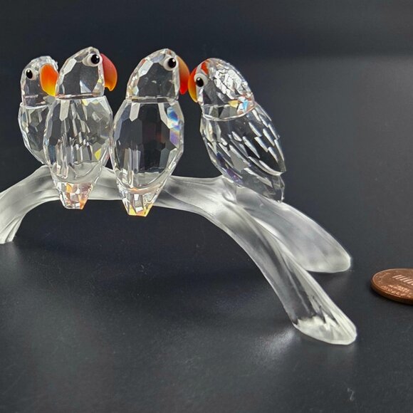 Vintage Swarovski “Feathered Beauties” Baby Lovebirds Figurine — No Box - Picture 10 of 11